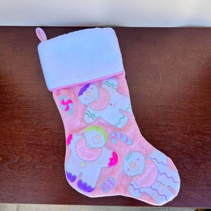 Cute Pink Christmas Stocking. A Fun Addition to Your Christmas Decor. A Nice Gift.