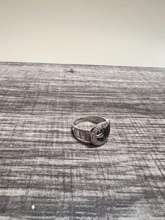 14K Solid White Gold Buckle Ring with Diamonds an… - image 6