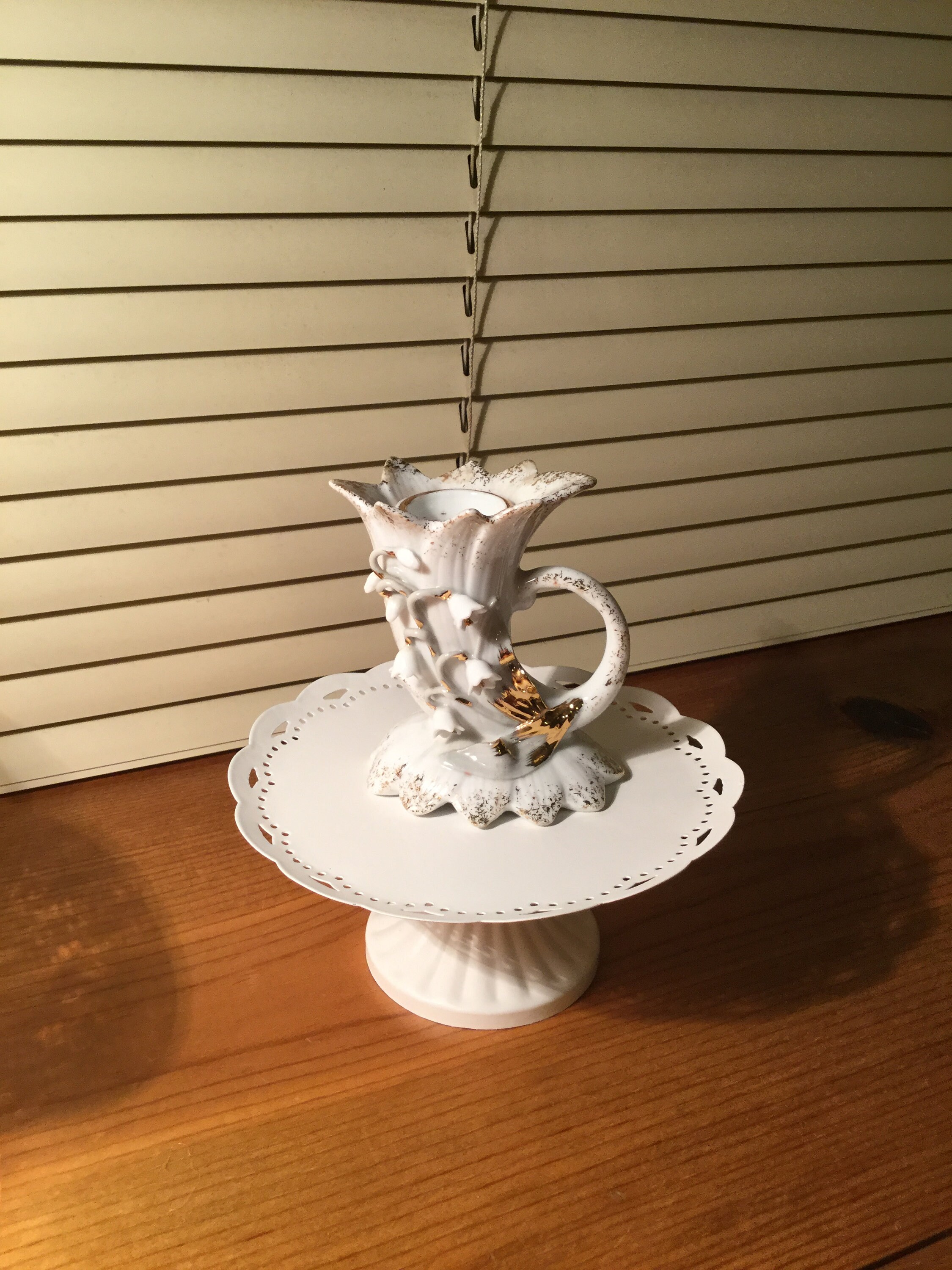 Vintage Lefton China Hand Painted Candle Holder. Has Beautiful Etsy UK