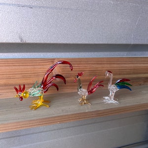 Miniature Glass Chickens. Cute and Adorable. Has Beautiful Colors. Sold Separately.