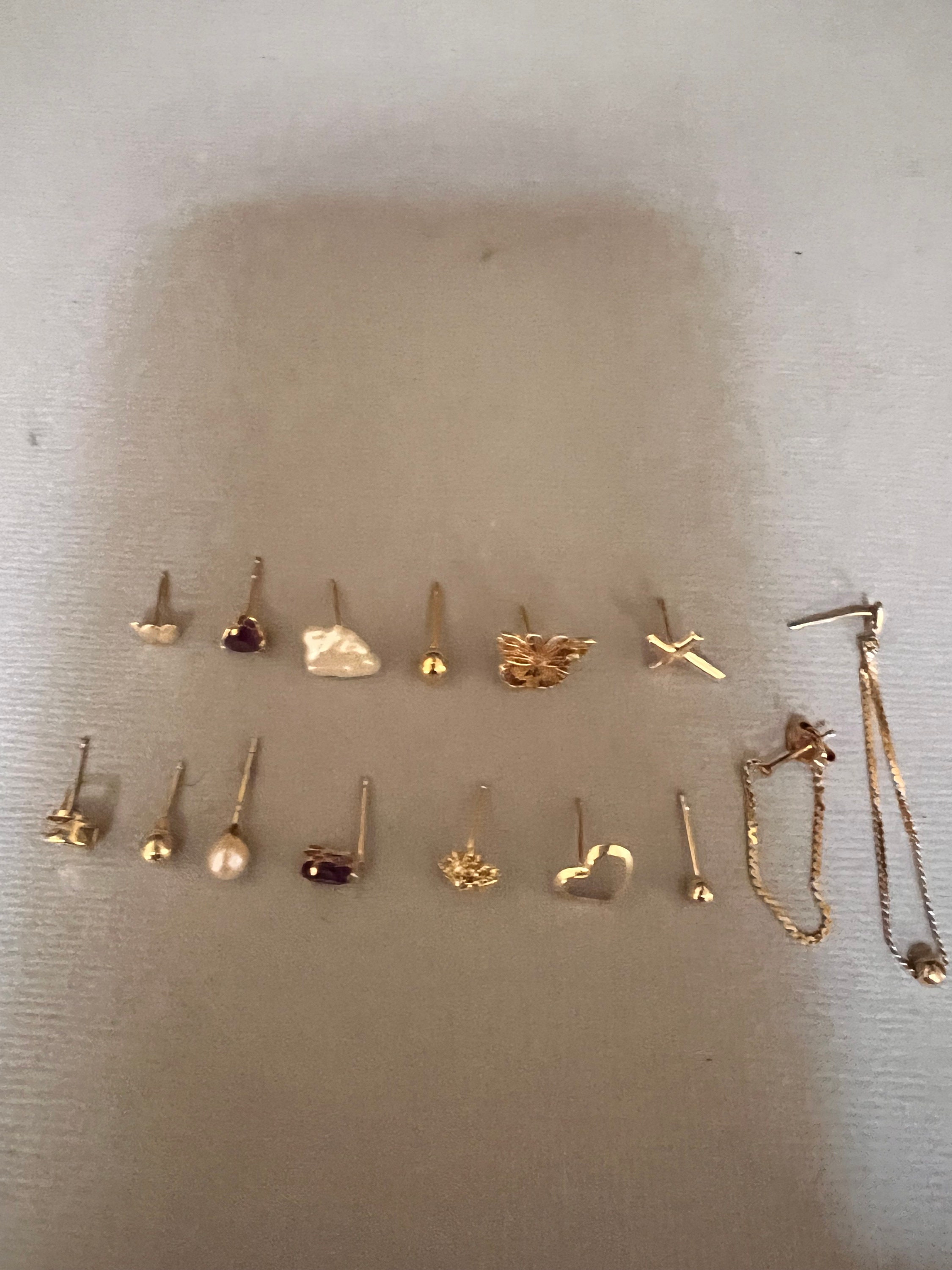 ピアス LESS IS MORE Single sale 14K gold cubic one-touch earrings single earring]14K gold one touch drop earring - Less is