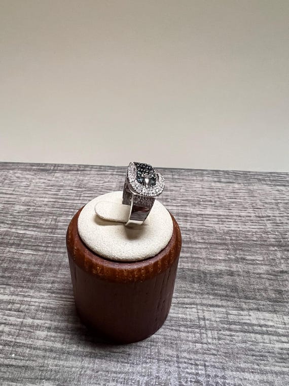 14K Solid White Gold Buckle Ring with Diamonds an… - image 5