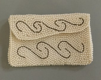 Vintage Beaded Purse/Clutch. Has Simple but Beautiful Designs. Made in Japan.