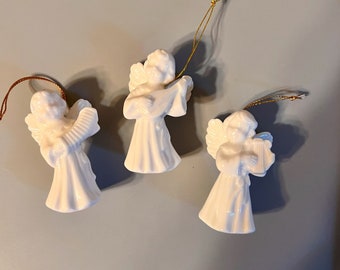 Vintage Porcelain Angel Ornaments. A Beautiful Addition to Your Christmas Tree and Decorations.
