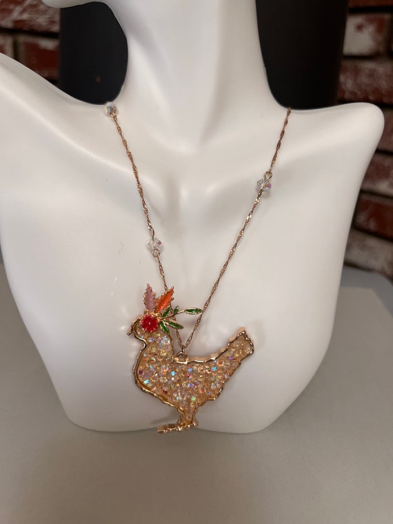 Vintage Chicken Necklace. Has a Beautiful Ornate … - image 3