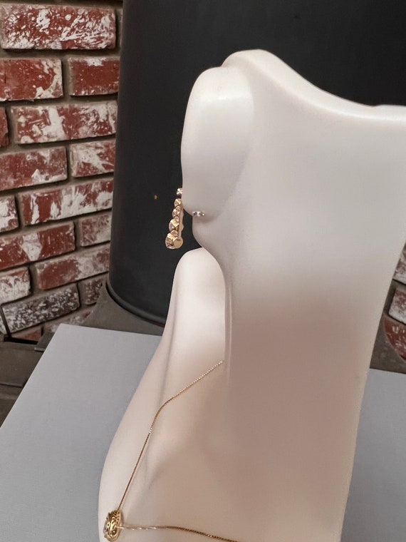 14K Solid Gold Dangling Earrings with Beautiful C… - image 6