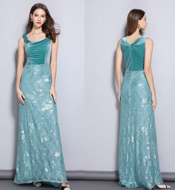 Sea Green Silk Embroidered Readymade Gown buy online : 90741 - New Arrivals