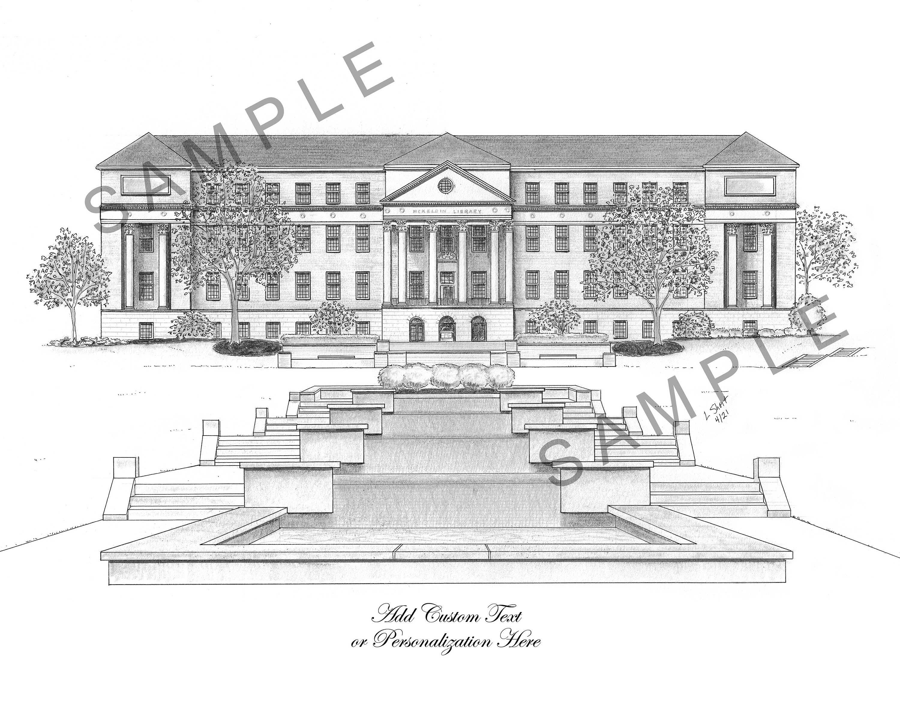 University of Maryland Mckeldin Library Art Print Etsy