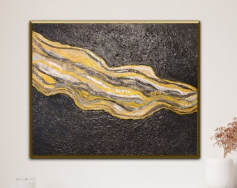 Gold Flow Original Acrylic Abstract Wall Art - Contemporary Acrylic Painting Wall Art - 30"x24 Classic Wall Art Painting - Gift Ideas