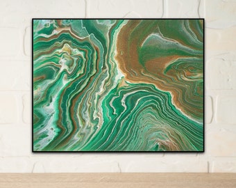 Luxury Green Marble Contemporary Wall Art - Acrylic Pouring Canvas Wall Art - Modern Abstract Wall Art Painting - Housewarming Ideas