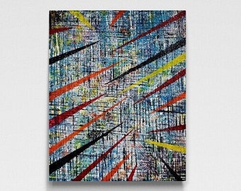 Handmade Spikes Colourful Wall Art Painting - Geometric Abstract Canvas Wall Art - 20"x16 Modern Wall Art Painting - Housewarming Ideas