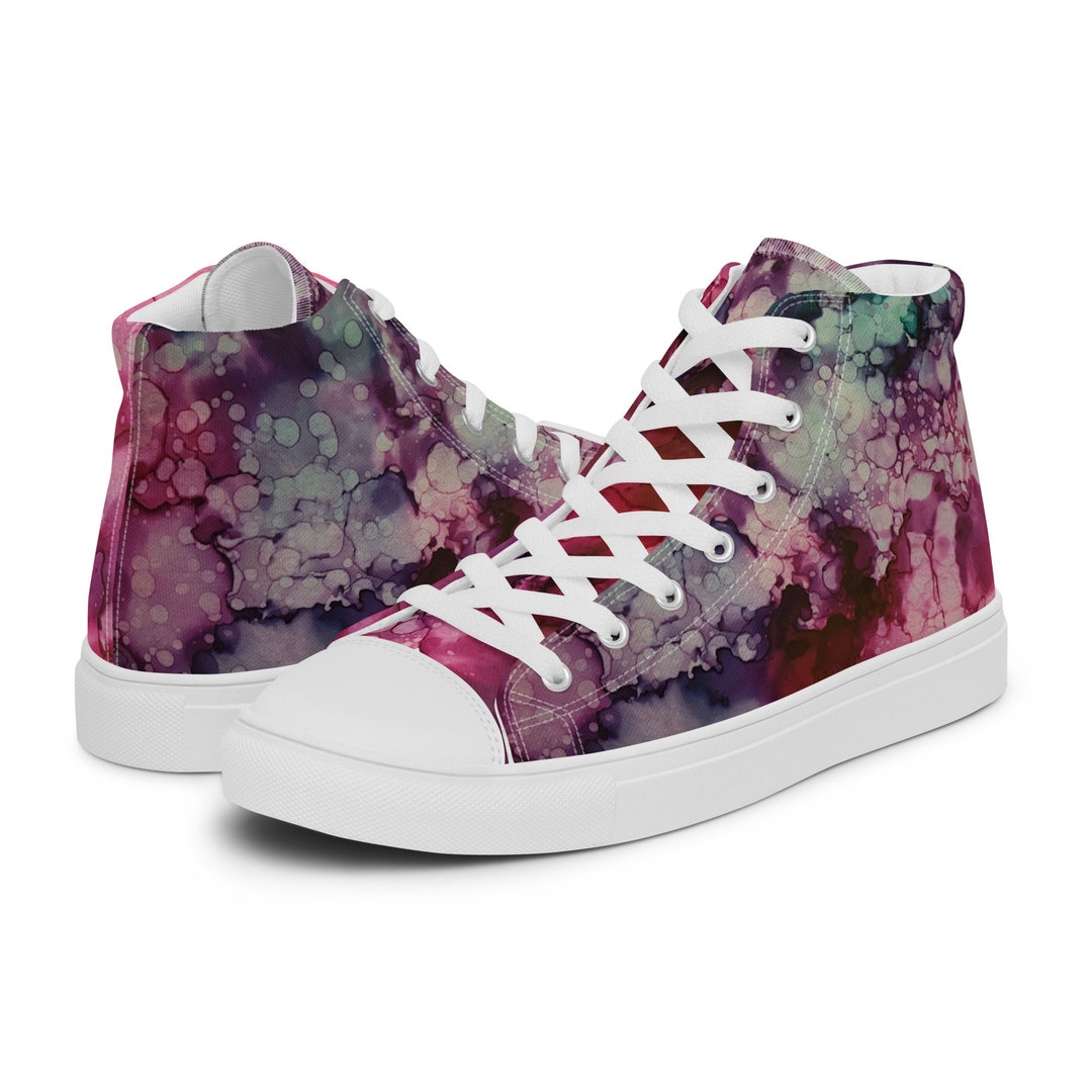 Purple Ink Womens High Top Canvas Shoes Luxury Graphic High Top Canvas ...
