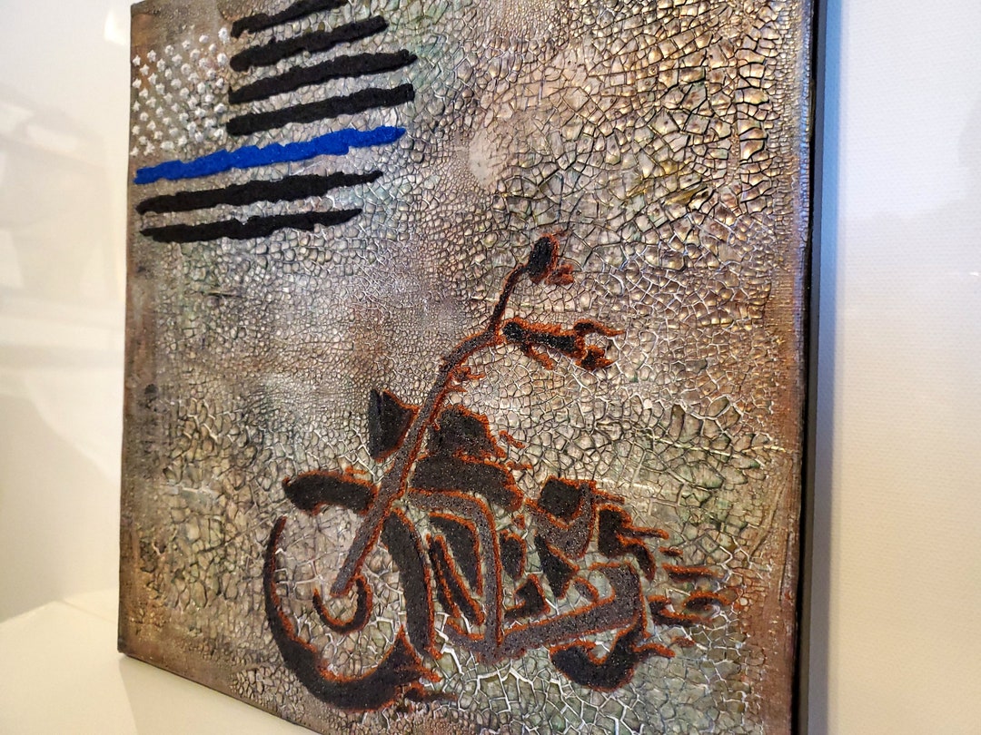 Classic Blue Riders Original Wall Art Painting -12x12 Blue Line ...