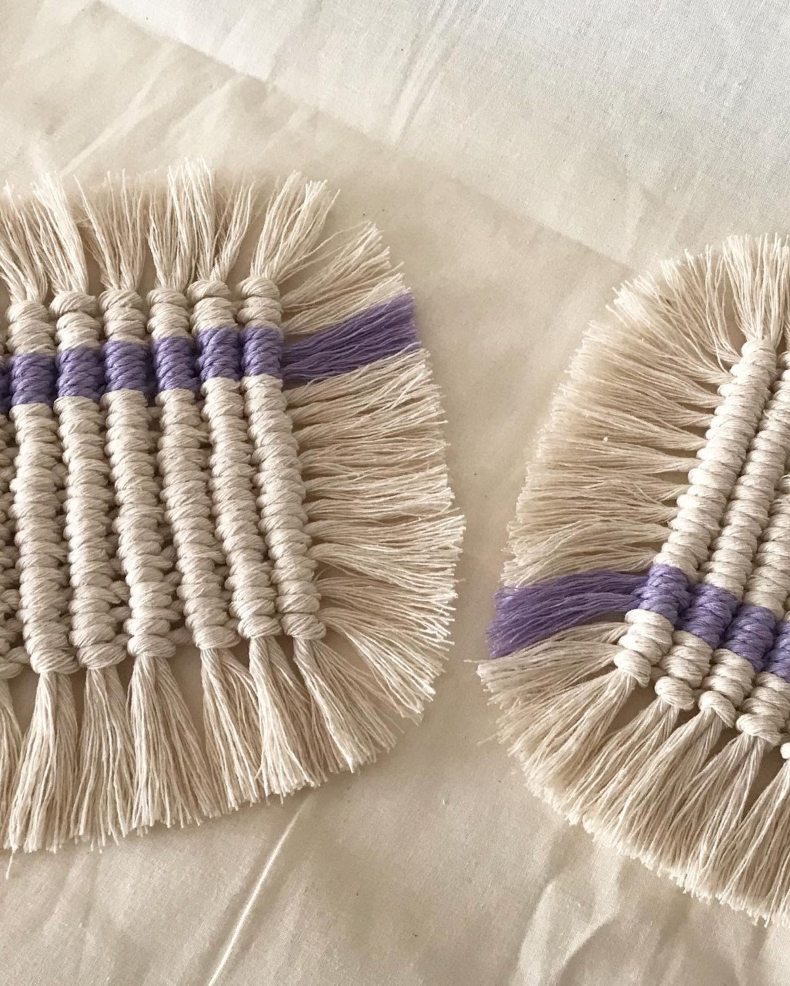 Macramé Two Colour Square Coasters Etsy