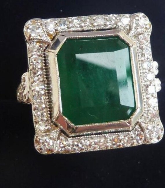 5 carat diamond and emerald ring vintage Estate* R