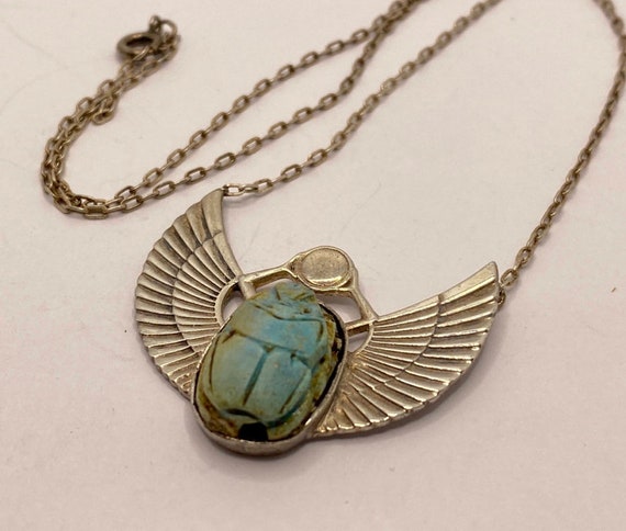 Antique Egyptian Scarab Necklace Estate Jewelry - Etsy