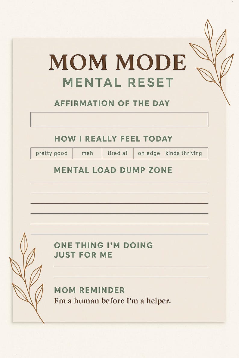 The Real Mom Reset | Self-care Printable Bundle for Moms | Mental Load ...