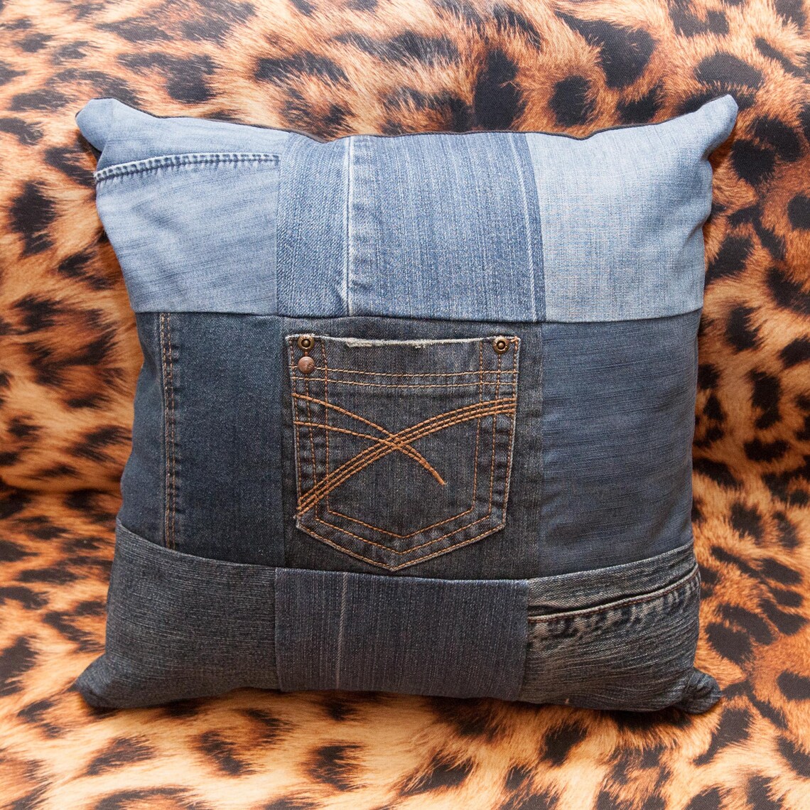 Upcycled Denim Cushion Cover to Fit Cushion Pad Size 45cmx45cm Etsy UK