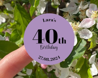 Personalised Birthday Stickers: Custom Party Favours for any age or colour