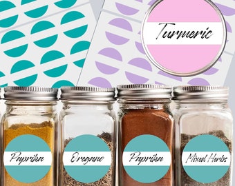 Personalised Herb & Spice Jar Labels – Custom Coloured Pantry Stickers, Kitchen Organisation Labels, Minimalist Storage Decals