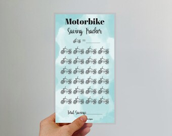 Motorbike tracker, Saver tracker, Savings Challenge, laminated option, help save, money wallet, motorbike, bikers, biker