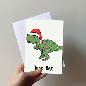 Tree rex Christmas card- Dinasour Christmas card, cute, children Christmas card, Father christmas, santa, A6 size come with an envelope