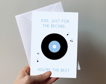 Record player Father's Day Card - Dad, Just for the record you're the best - Eco - Record player, music, records, instruments, musicians