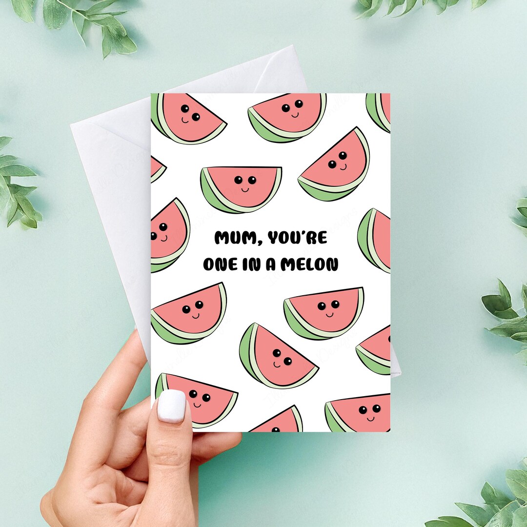 You’re One in a Melon Card – Funny Watermelon Pun Birthday Card - Etsy