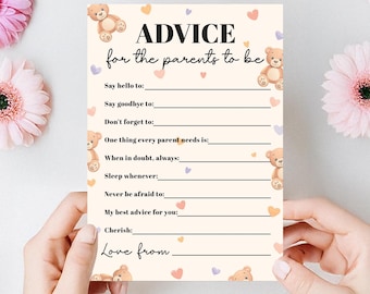 Teddy Bear Baby Shower Advice Cards | Advice for Parents-to-Be Game