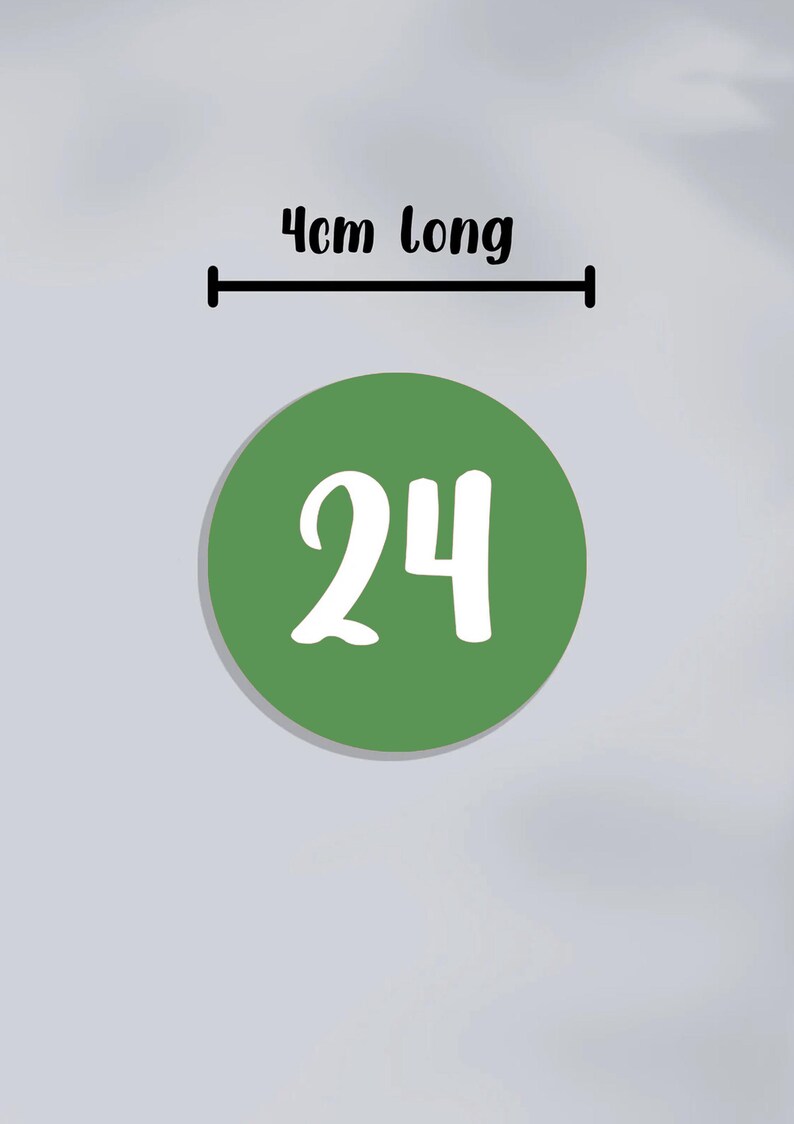 Christmas Countdown Labels Stickers Advent 24 Day Number Stickers