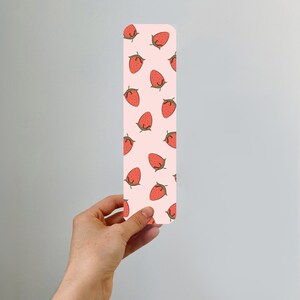 Strawberry Bookmark Perfect for book lovers Minimalist, Style, Chic, pattern, Feelin' Fruity Bookmarks, Fruit Bookmark, strawbs & cream image 2