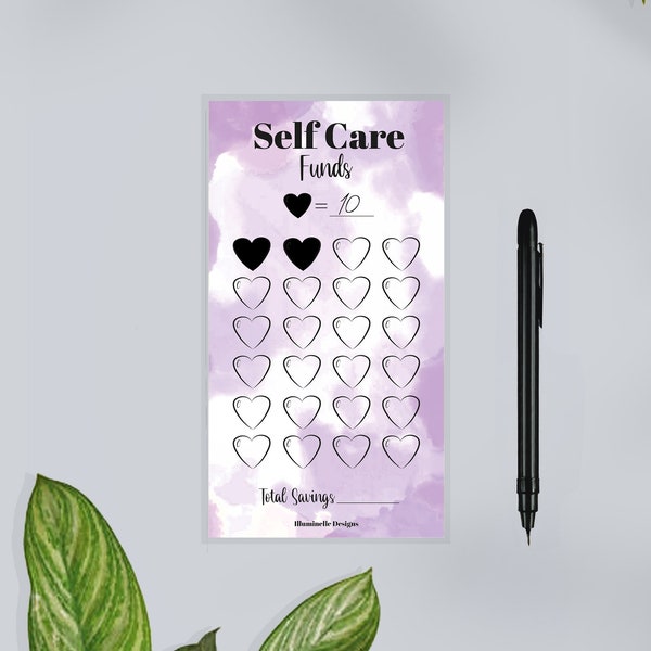 Self Care Funds, Saver tracker, Money Saving Challenge, laminated option use over and over, Beauty, Saving bingo, help to save, money wallet