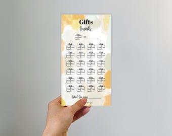 Gifts Fund Saving Challenge Tracker: Laminated Budget Binder Insert