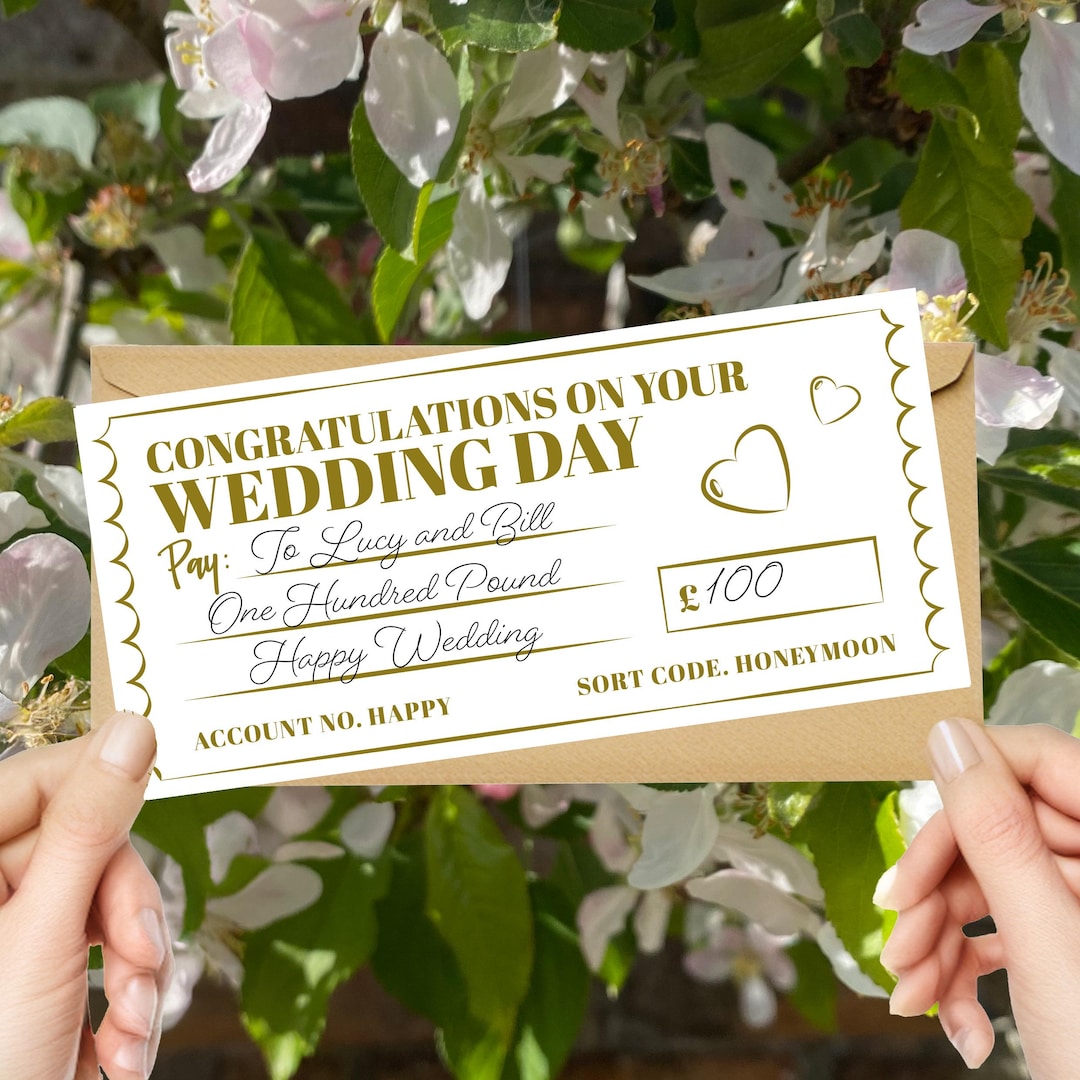 Personalised Wedding Cheque, Gift Voucher, Fake, Special Birthday ...