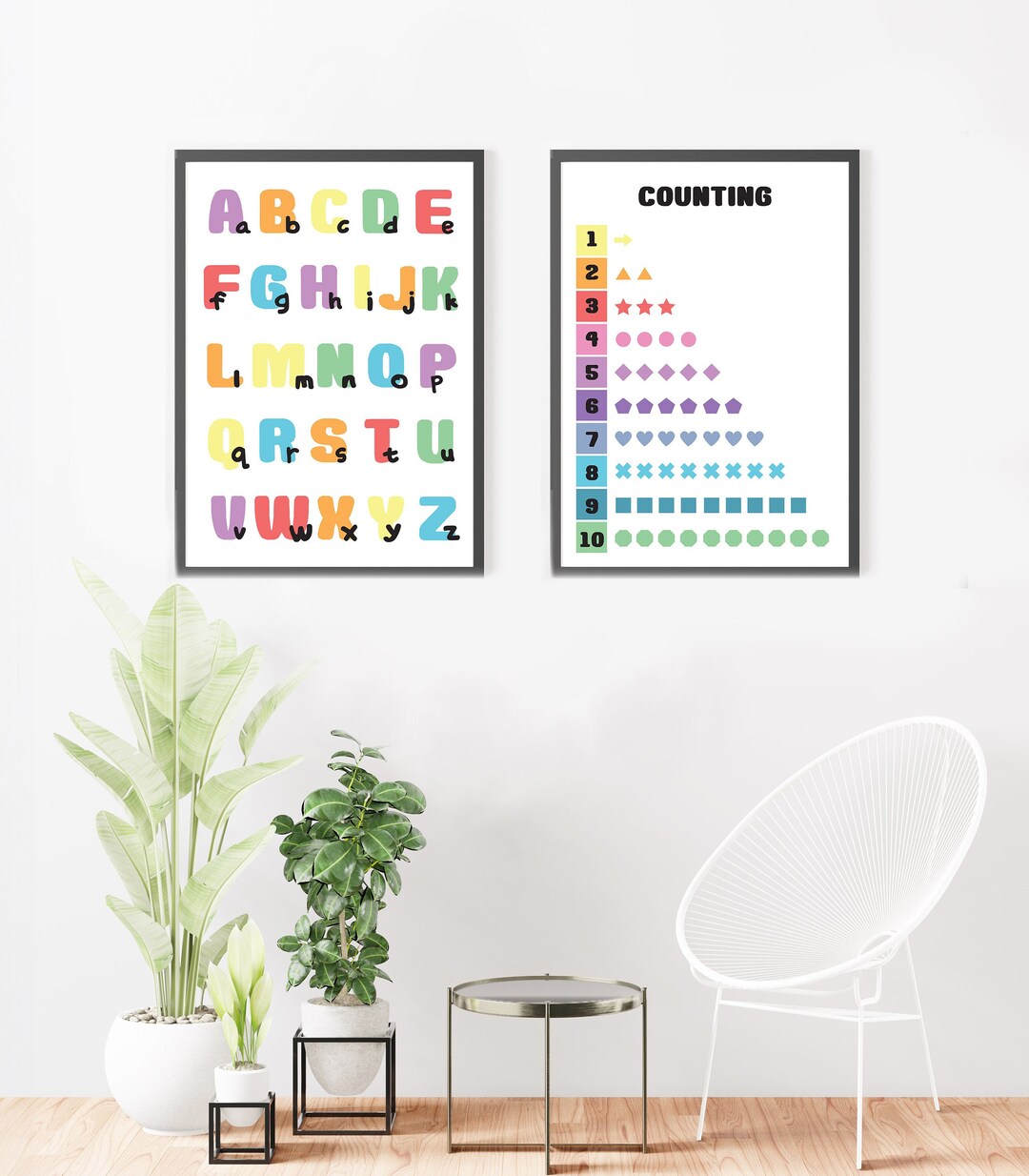 Children's Learning Print Set 2, Alphabet and Counting 10. Education ...