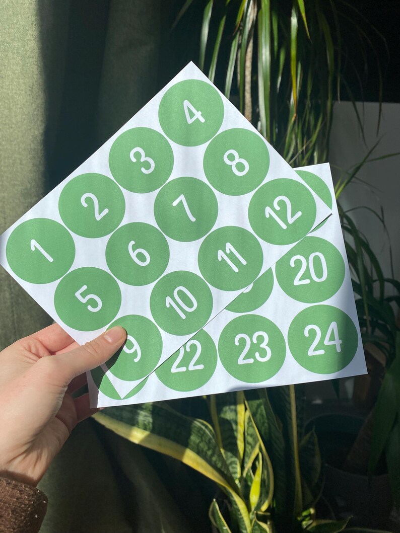 Christmas Countdown Labels Stickers Advent 24 Day Number Stickers