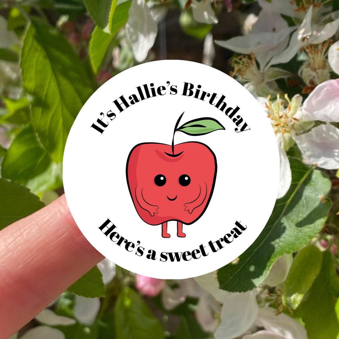 Personalized Apple Party Sticker – Custom Name Label for Party Favours ...