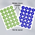 Number Coloured sticker sheets - Countdown, birthday, 40mm diameter- Choice of 25 colours - Perfect for scrapbooking- paper labels - numbers