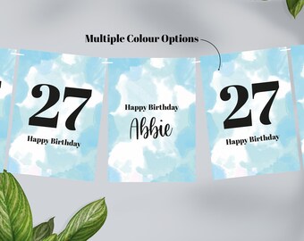 Personalised Birthday party decoration banner bunting garland 18th, 21st, 30th, 40th, Optional personalised sticker add on