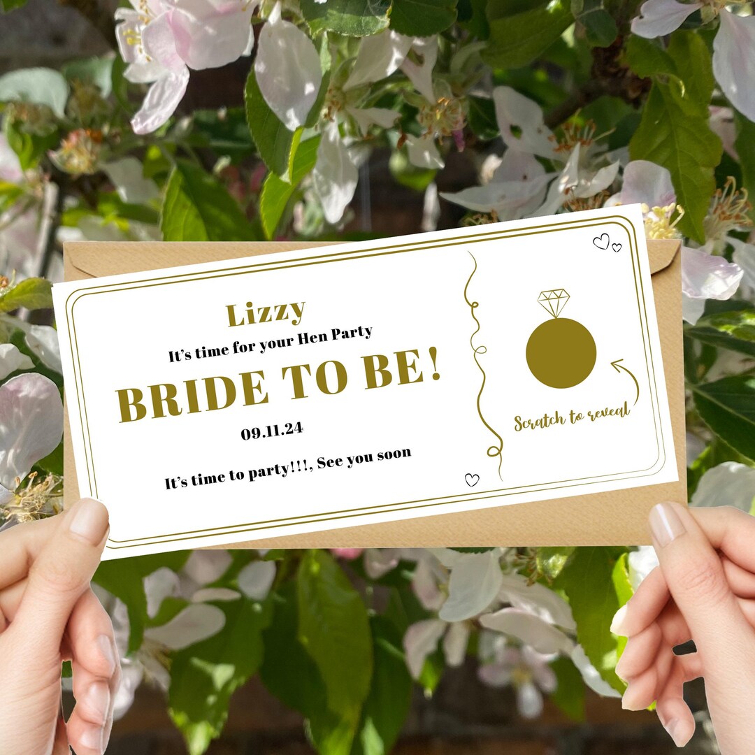 Personalised Hen Do Scratch Reveal Ticket, Boarding Card, Surprise the ...