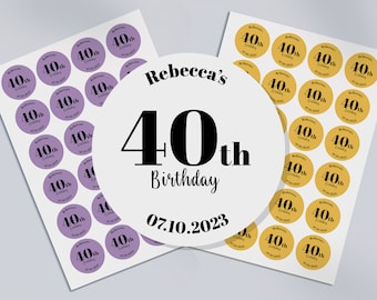 Personalised Birthday Stickers: Custom Date and Colour, Party Labels