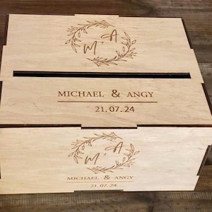 Caja de madera para tarjetas de boda con ranuras, tarjetero rústico, caja de madera artesanal para bodas, caja de madera para recepción, soporte para sobres.