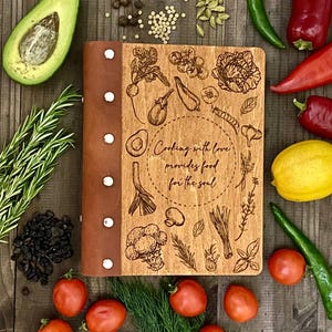 Personal cookbook, Wooden Recipe Book, Family Cookbook, Personalized Notebook, Recipe Book for Mother’s Day, Mothers day Recipe, Kochbuch
