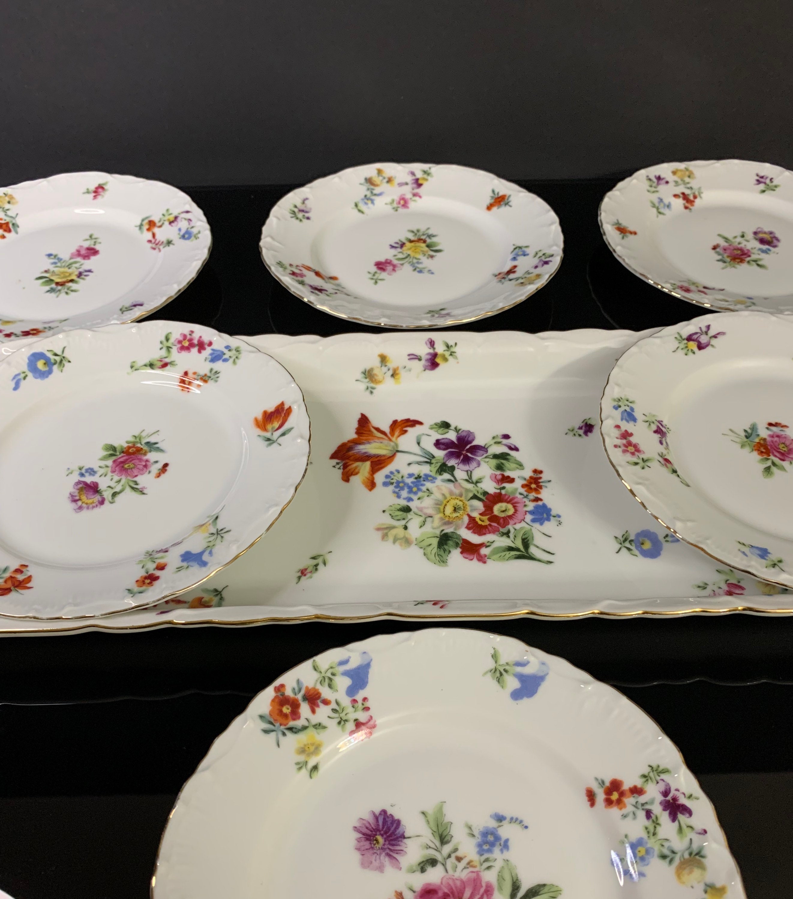Dining Service Service Desert Plate Set Thun Bohemia Porcelain Vintage