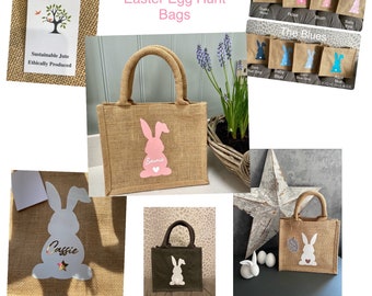 Children's Personalised bunny Bag, Easter egg hunt bag, gift bag, childrens tote bag.other animals possible