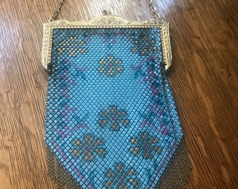 GORGEOUS blue  enameled mesh purse from the Mandalian MFG!!