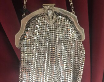Vintage silver mesh bag.