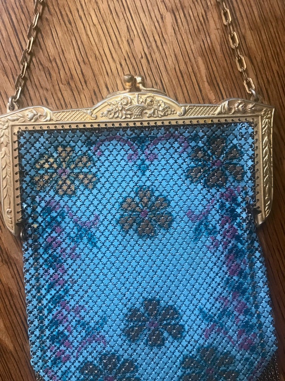 GORGEOUS blue  enameled mesh purse from the Manda… - image 4