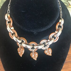 Art Deco celluloid necklace with gold color metal links. image 8