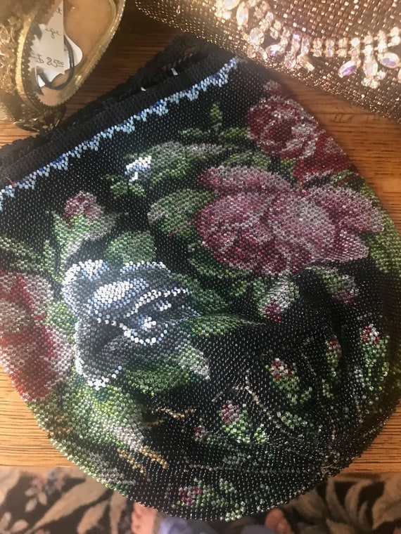 Very old beaded purse with beautiful rich colored… - image 1